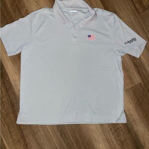 Columbia Men's Light Gray Polo with American Flag Patch